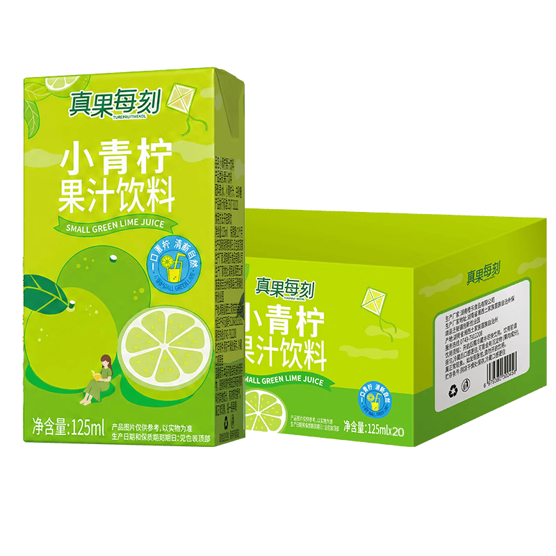 真果每刻小青柠汁柠檬果汁饮料含NFC果汁0脂肪饮品125ml*20盒整箱