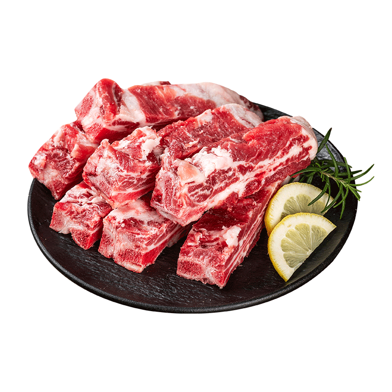 龙大肉食黑猪雪花小排净重3斤 免切排骨块 飞机翅猪翅排 烧烤食材猪肉生鲜