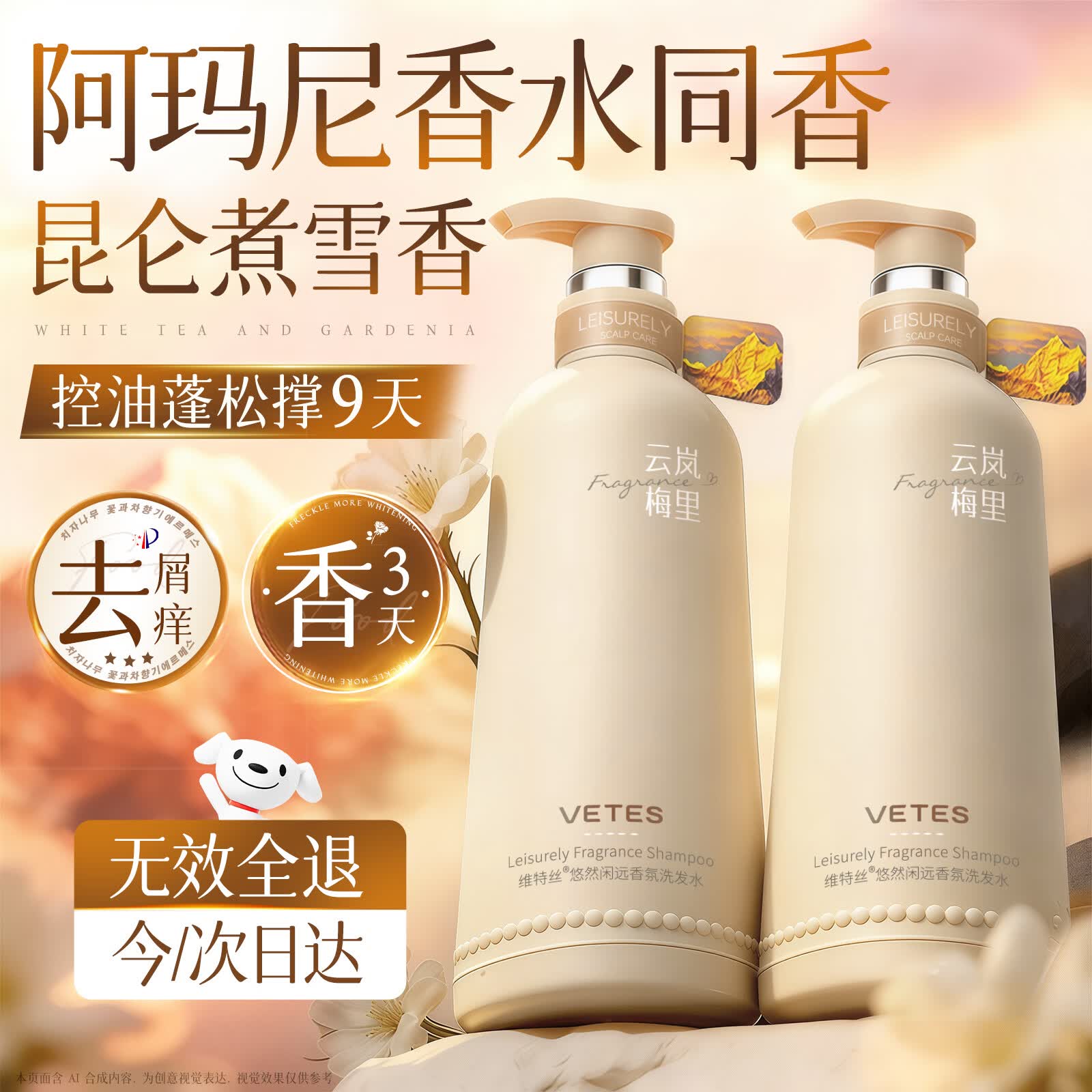维特丝氨基酸洗发水男女士专用去屑止痒控油持久蓬松留香洗头膏露液第1