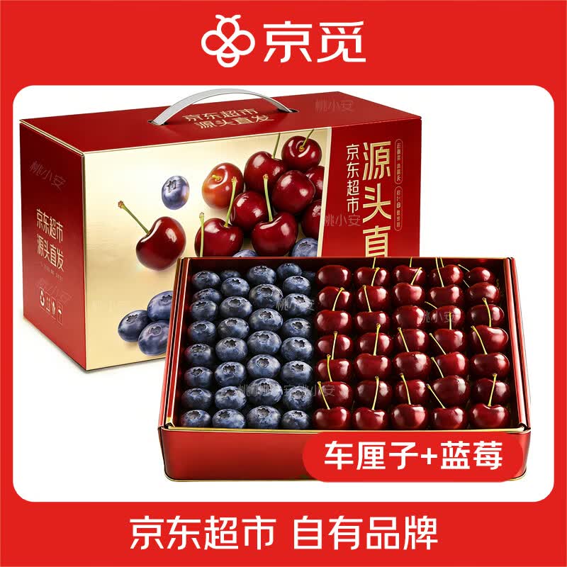 京觅水果礼盒高端果篮端午节礼物 蓝莓+车厘子净重1.5斤起 源头直发