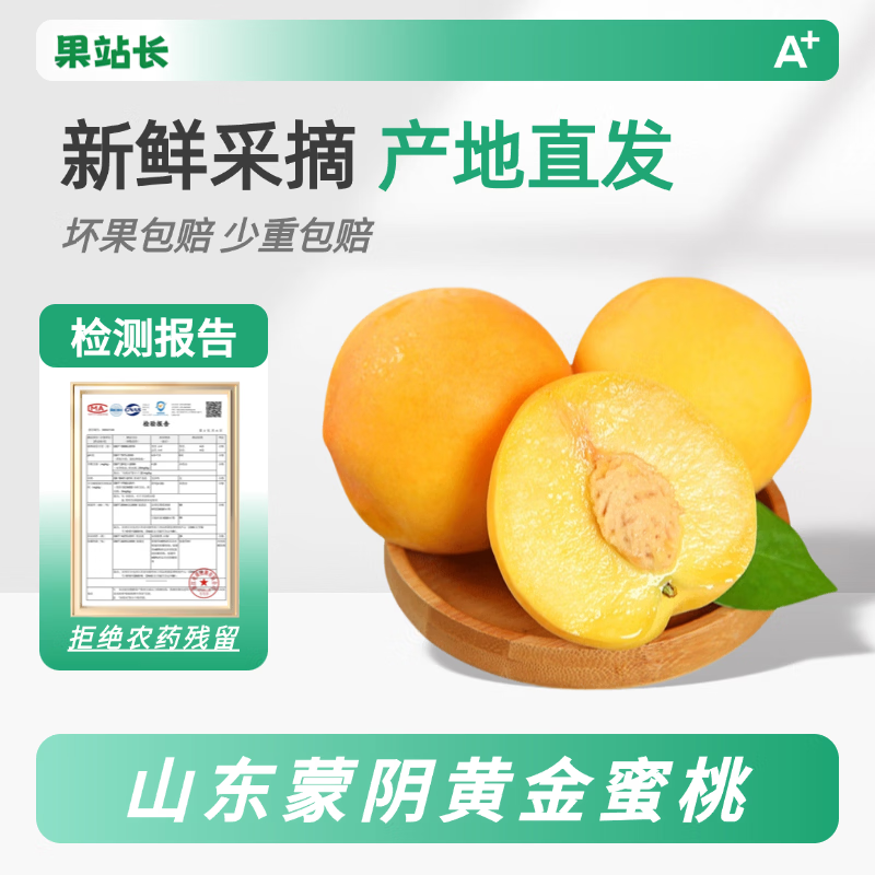 果站长正宗山东蒙阴黄金蜜桃黄桃黄油桃子当季鲜果产地直供孕妇送礼 净重4.5-5斤 A级精选果