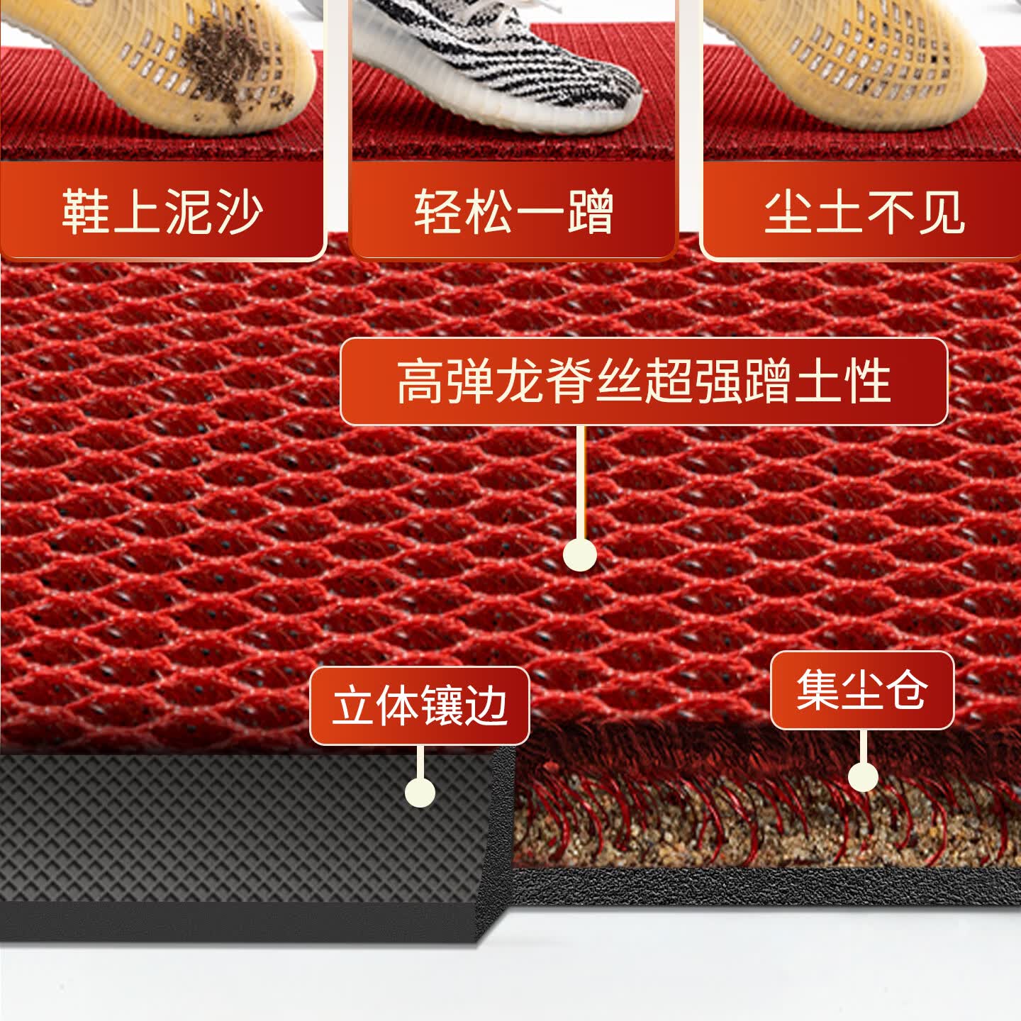 雨萱入户地垫玄关防滑垫加厚垫子铺地耐磨耐脏高级感进门胶垫门口脚垫 弹力网-平安喜乐 80cm*120cm