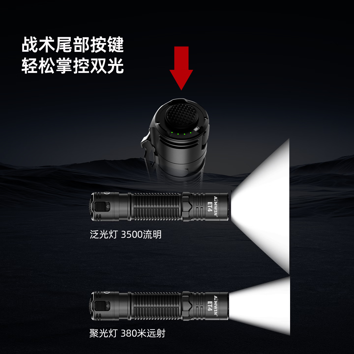 AIMWIN超紧凑EDC战术mini手电筒ET4户外强光便捷超亮徒步手电筒 紧凑MINI战术手电 ET4