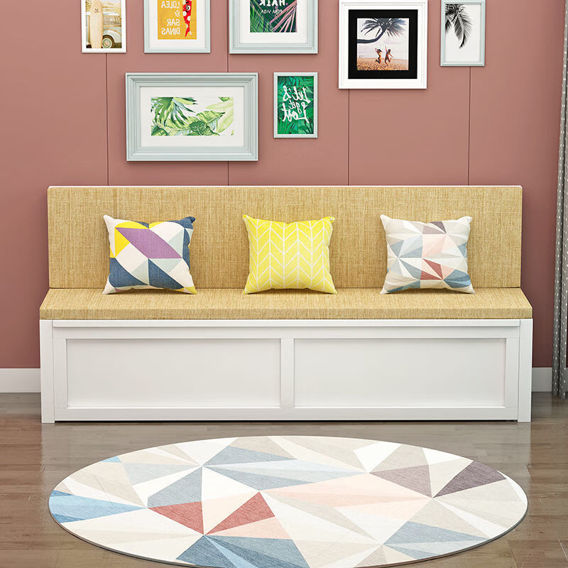 茶楼卡座沙发实木卡座家用阳台休闲长椅北欧储物转角l型客厅餐厅卡座