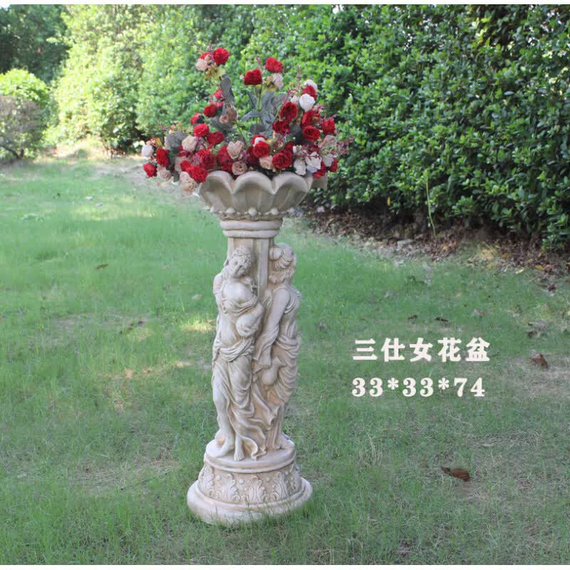 何佳功户外仕女花盆庭院园林 欧式景观花钵室外落地雕塑盆景创意摆件 三仕女花盆 中