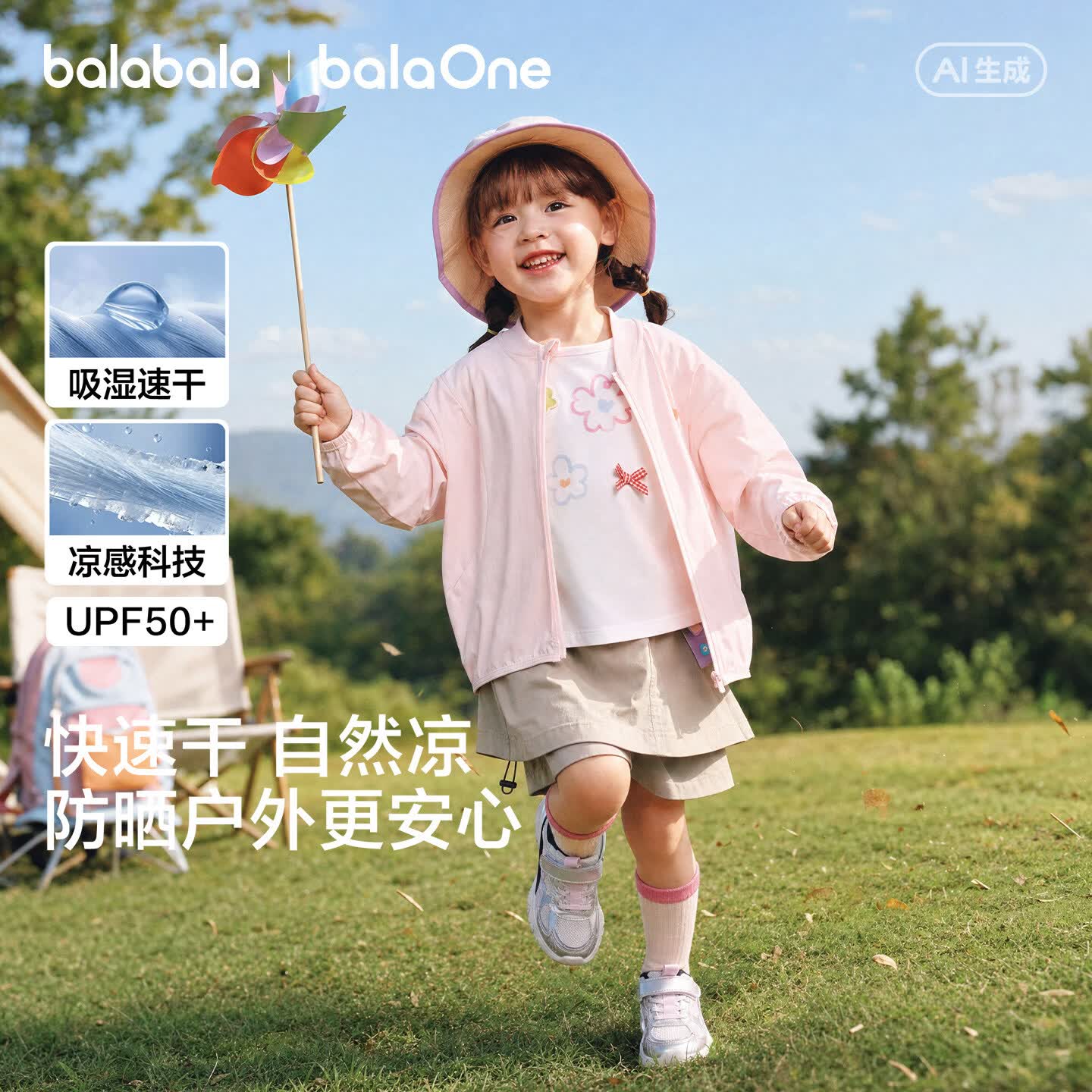 巴拉巴拉童装儿童防晒衣男童女童宝宝外套2026夏装新款凉感上衣萌趣潮时尚