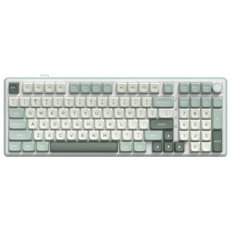 RKR98Pro V2机械键盘Gasket结构98键客制化长效续航电竞游戏电脑家用办公键盘空青RGB烟雨轴V3