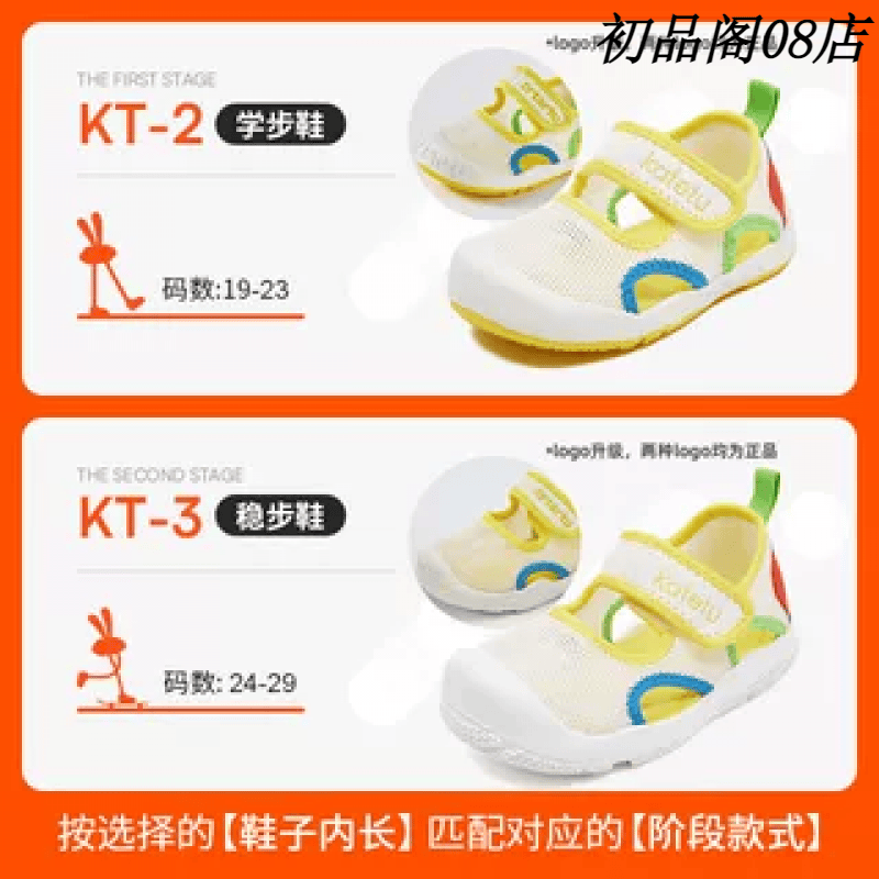 卡特兔新款夏季宝宝凉鞋儿童防滑软底1-3男女小童舒适包头机能鞋 白黄红 12 内长cm