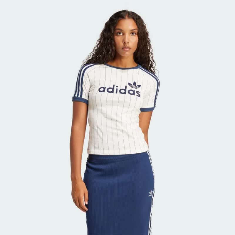 阿迪达斯（adidas）三叶草女子夏季新款撞色条纹明星同款修身运动短袖T恤 JC7705 JC7705 M