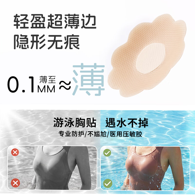 葵花游泳防护贴防水贴夏季一次性贴女防凸点隐形男士医用运动 2袋装【10贴/袋】