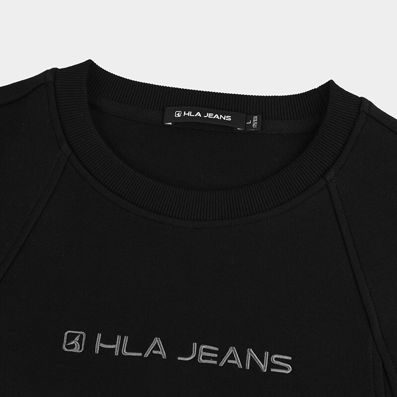 黑鲸(HLAJEANS)海澜之家旗下立体剪裁圆领卫衣男2026年秋季新品字母绣花上衣 黑色06 XL