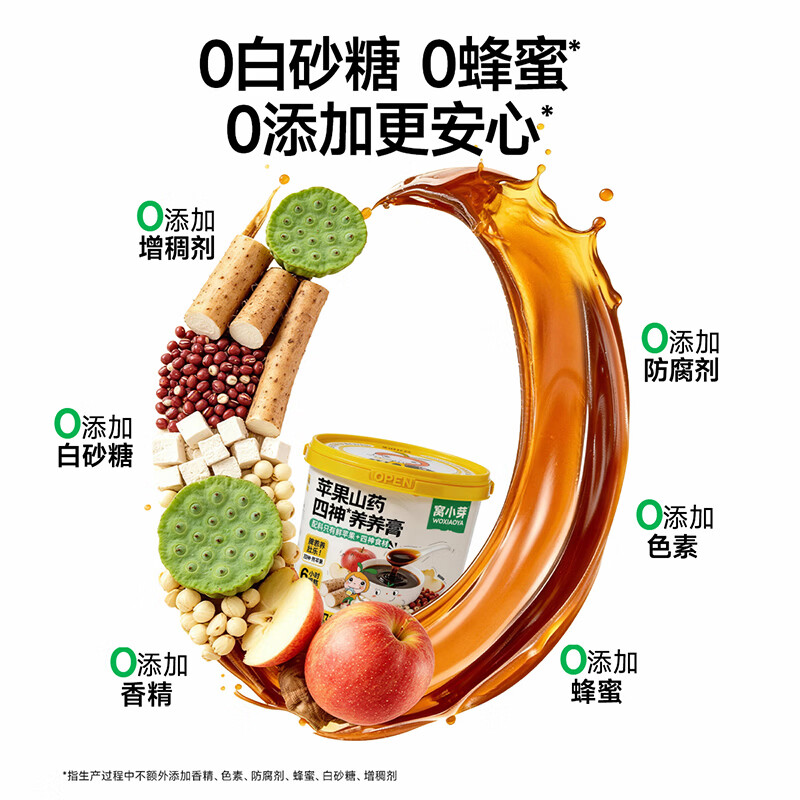 窝小芽苹果山药四神养养膏宝宝饮品0添加蔗糖享婴儿宝宝食谱 【40支】苹果山药四神养养膏 160g*2盒