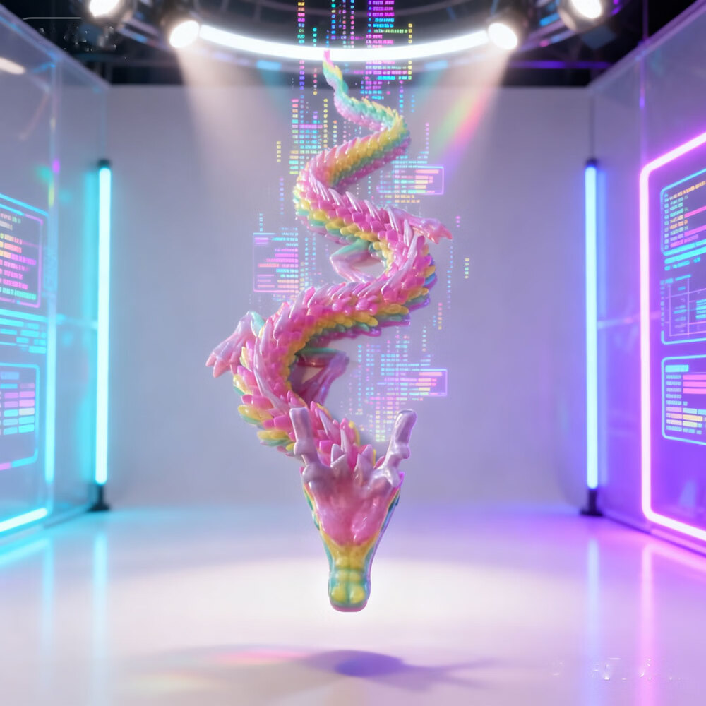 3D玩具打印中国龙礼物仿真龙周边模型3d手办88cm金龙王水晶彩虹龙 水晶彩虹中国龙88厘米（紫龙角）