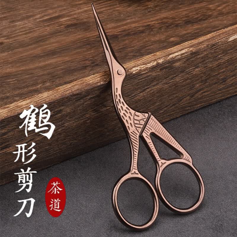梦庭仙鹤茶剪复古小剪刀铁观音岩茶剪功夫茶具茶道配件大号
