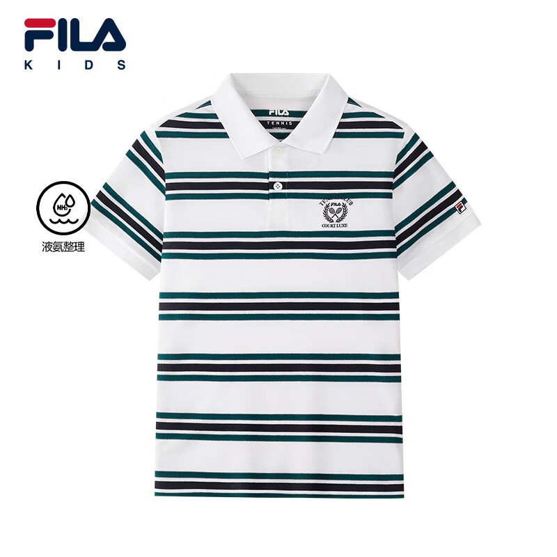 FILA【液氨整理】斐乐儿童童装短袖T恤2026秋季新款男中大童POLO 满印一-ZA 150