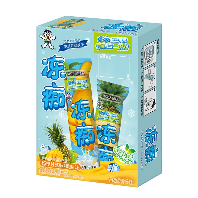 旺旺冻痴 凤梨味+杨枝甘露味 85ml*4支 夏季休闲零食
