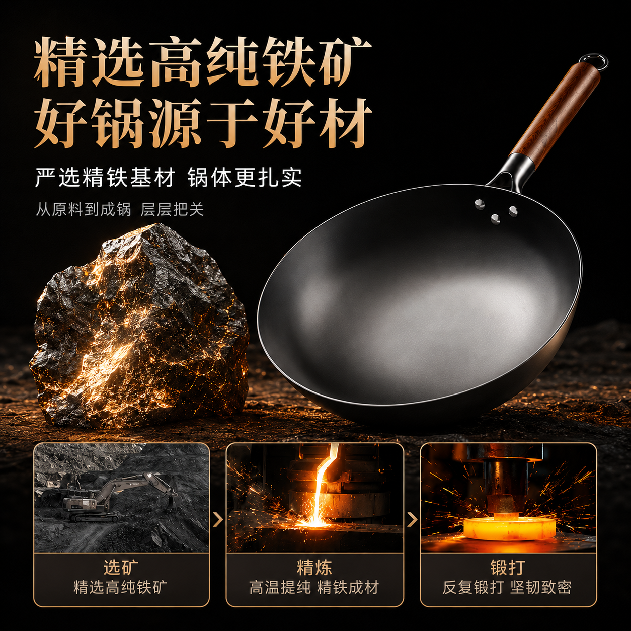 皓石章丘炒锅家用铁锅无涂层不粘锅已开锅传统老式精铁炒菜锅燃气灶用 【已开锅】 36cm 单锅 适合6-9人