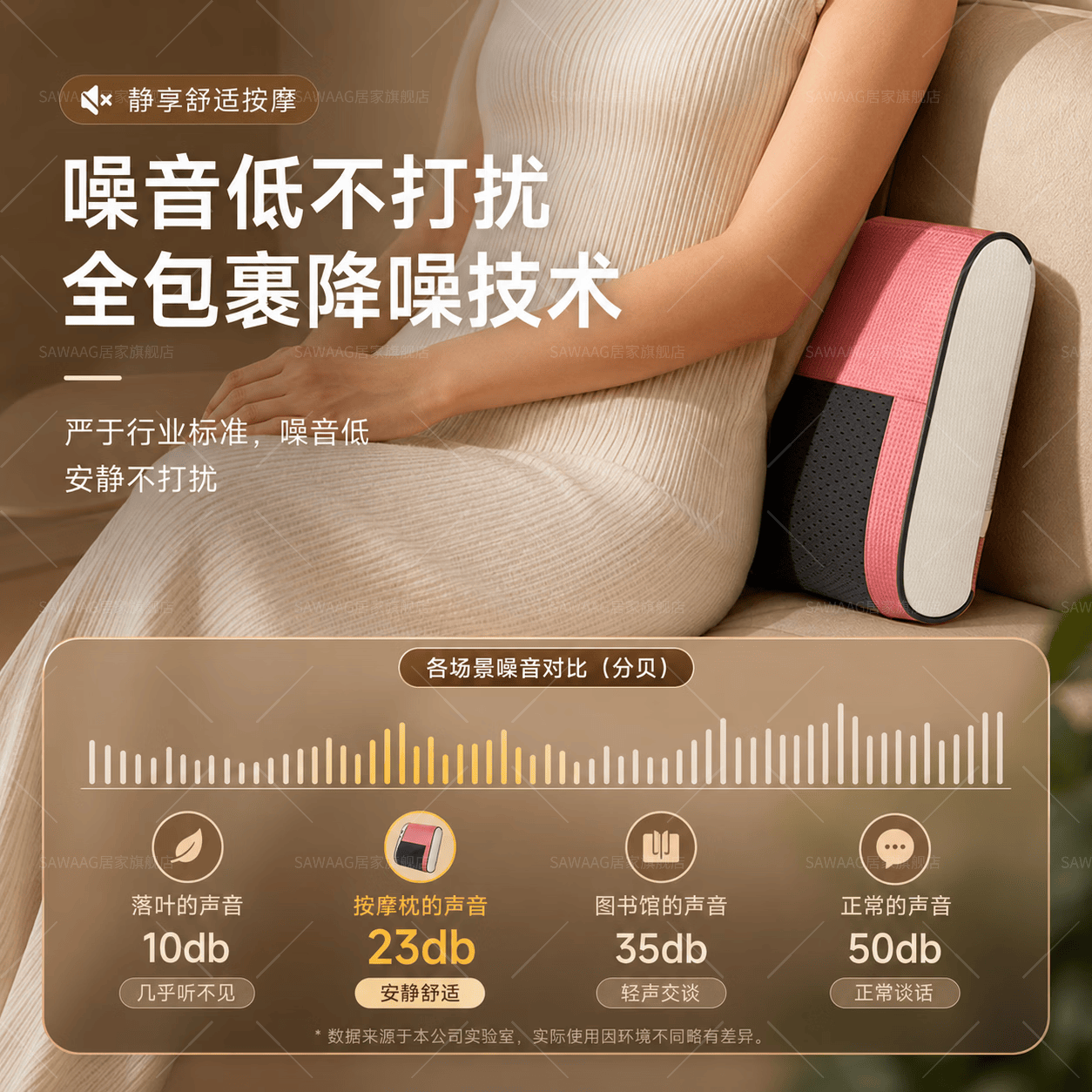 SAWAAG德国按摩枕头部颈椎按摩器肩颈腰部睡觉专用按摩仪腰部颈椎一体全自动揉捏多动能全身仿真人手按摩 深海蓝【升级6键热敷】自动定时/三档力度/深度揉捏 【20头正反揉捏 红光热敷】