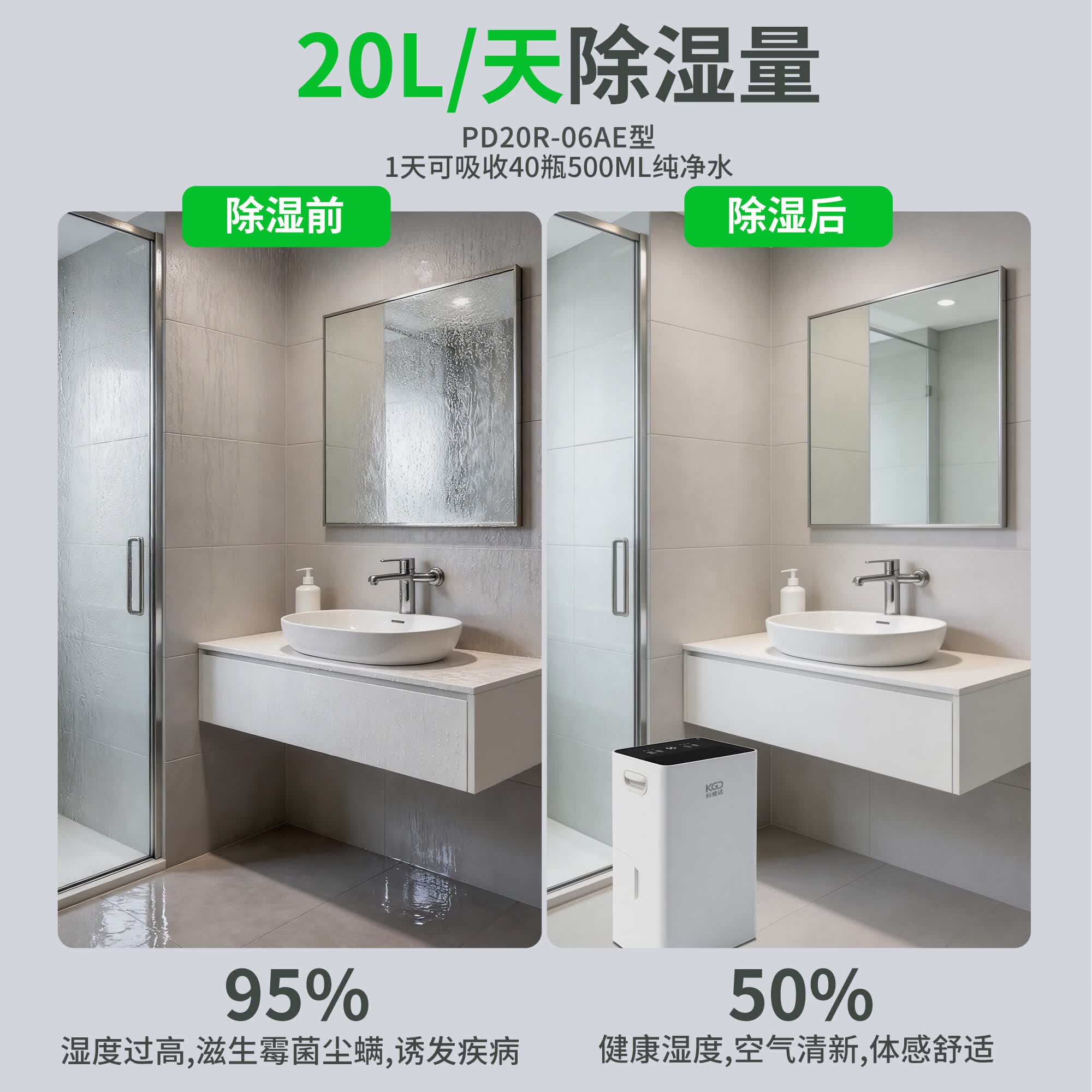 科格达除湿机/抽湿机 家用轻音吸湿器干衣净化抽湿器 回南天去湿防潮地下室干燥机 除湿净化除菌 12L/天 20-40㎡ 12GD/N7-DF3