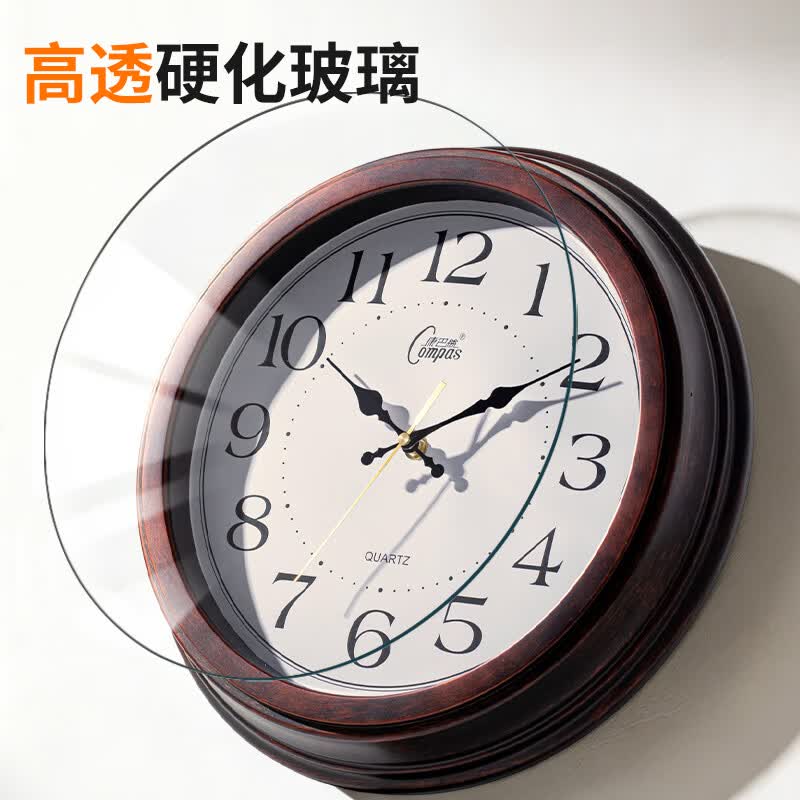 康巴丝(Compas)康巴丝国货正品复古挂墙时钟客厅创意现代风高级感家用电子挂钟 康巴丝复古挂钟 14英寸【直径35cm】
