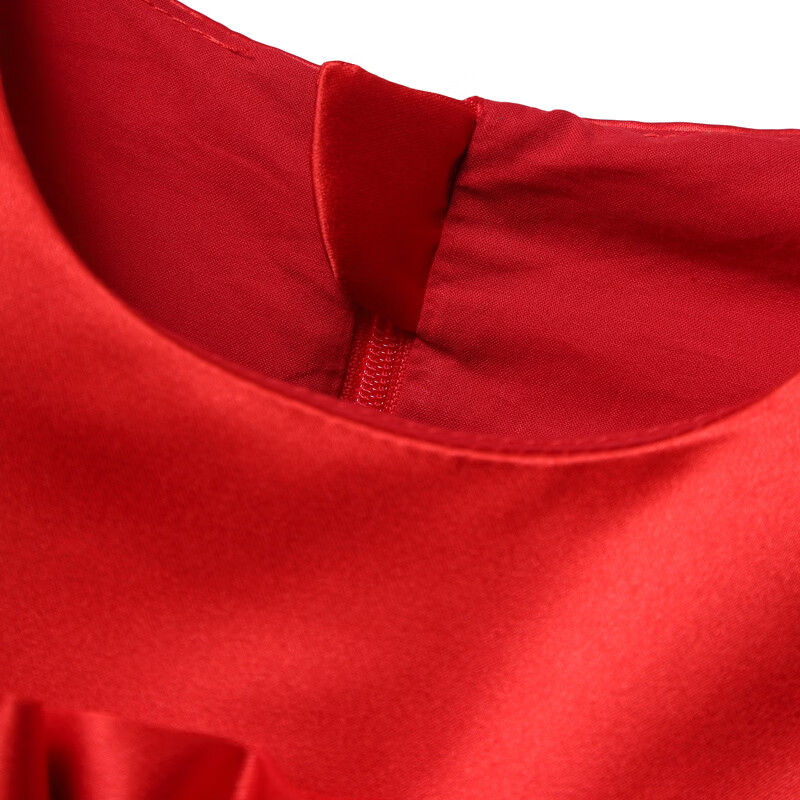 HANAKIMI麒美英国花童钢琴演出服定制红色新年礼服生日礼物女童公主裙 红色 110