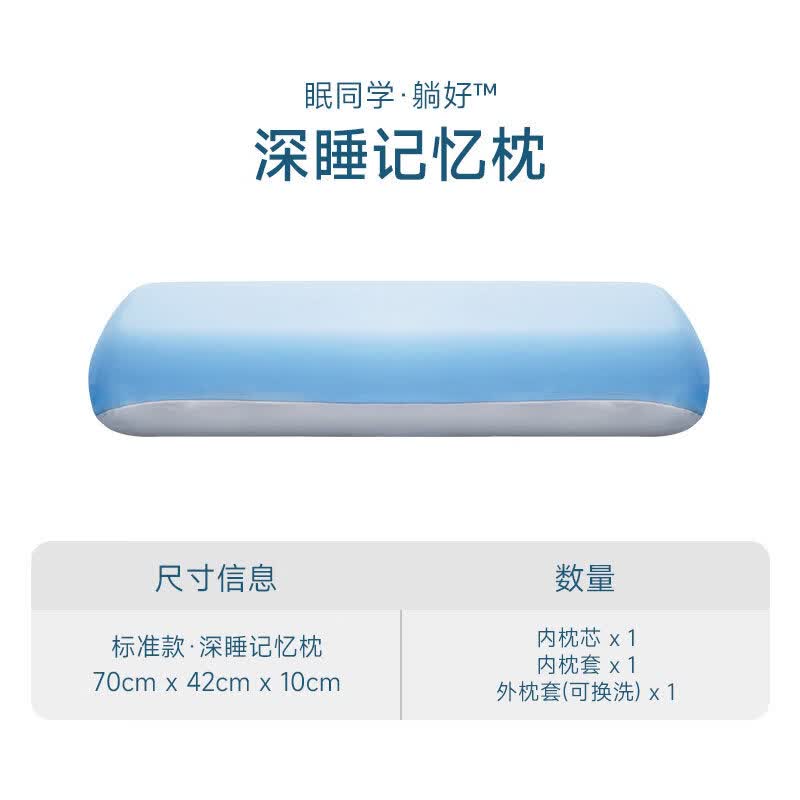 眠同学深睡枕 护颈椎助睡眠记忆棉枕头成人夏天男士专用枕芯一对 适合男生丨10cm标准款(含1个枕套)