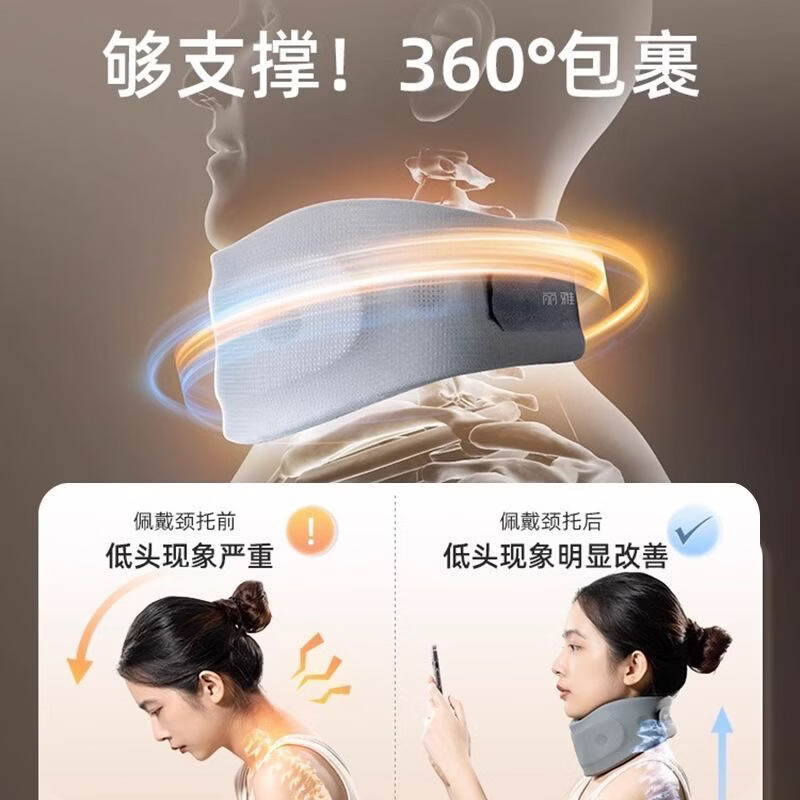 LUCYLEE【美国】颈托护颈椎颈部固定器医用级术后防低头颈部固定支撑脖套 灰色颈托【360°环颈贴合设计 亲肤透气面料】