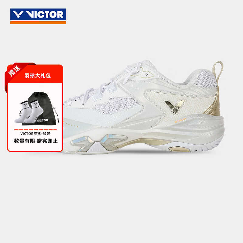 威克多（VICTOR）官方旗舰店羽毛球鞋10周年跃金纪念款V2.5标准楦P9200系列P9200cX A（珠光白） 40.5 (260mm)
