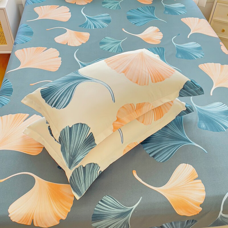 多兰诗（Duolanshi）磨毛四件套 斜纹印花卡通套件被套床单宿舍四季床上四件套 银杏花开米 1.2米 床单款 -被套150*200 三件套