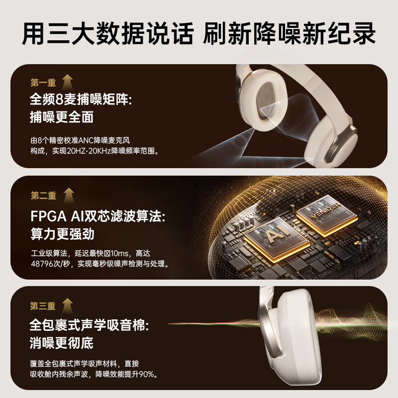 唯立德【深空级主动降噪丨2026最新款】耳机头戴式蓝牙无线超长续航运动高音质音乐适配苹果华为小米礼物 【降噪NO.1丨深空级降噪】曜夜黑