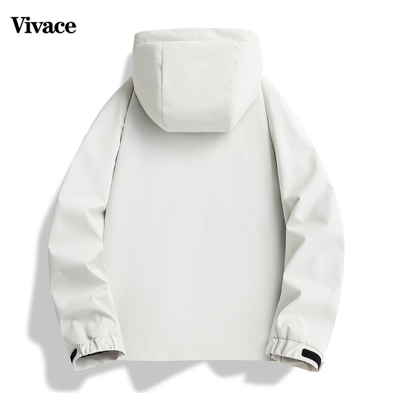 Vivace 春季新款工装夹克连帽外套男冲锋衣男宽松休闲情侣款 黑色 M