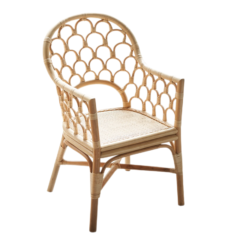 藤妃日式创意藤编餐椅民宿阳台藤椅三件套家用休闲桌椅组合客厅竹椅子 单张椅子