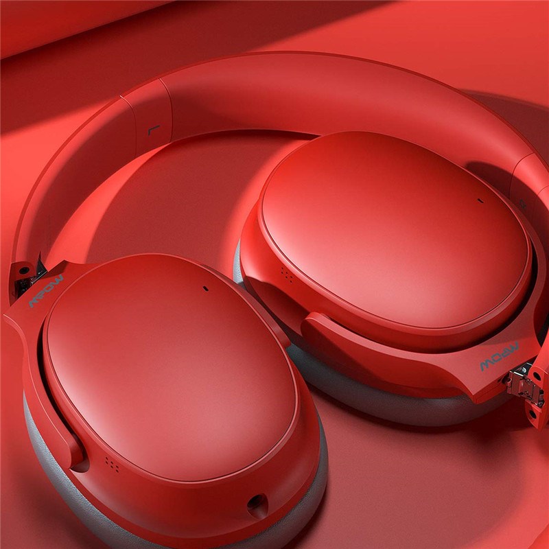 Mpow 头戴式无线蓝牙耳机H10 主动降噪 可调节折叠 HIFI 便携时尚 出街必备 红色主图1