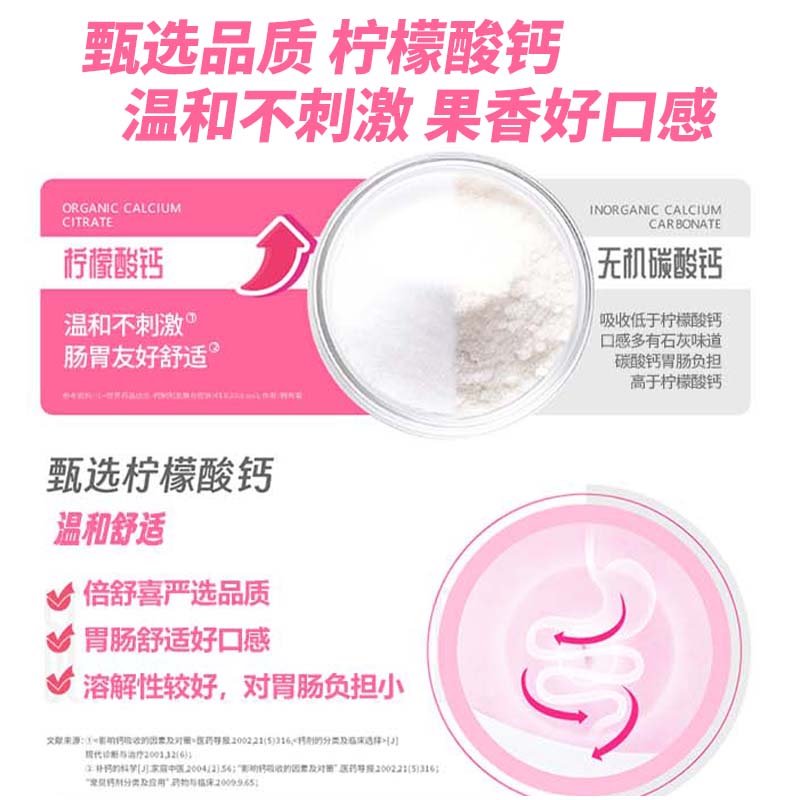 倍舒喜®孕妇乳母臻享柠檬酸钙vd3咀嚼片含乳清蛋白有机铁活性叶酸 180片*1瓶 (第2瓶半价)