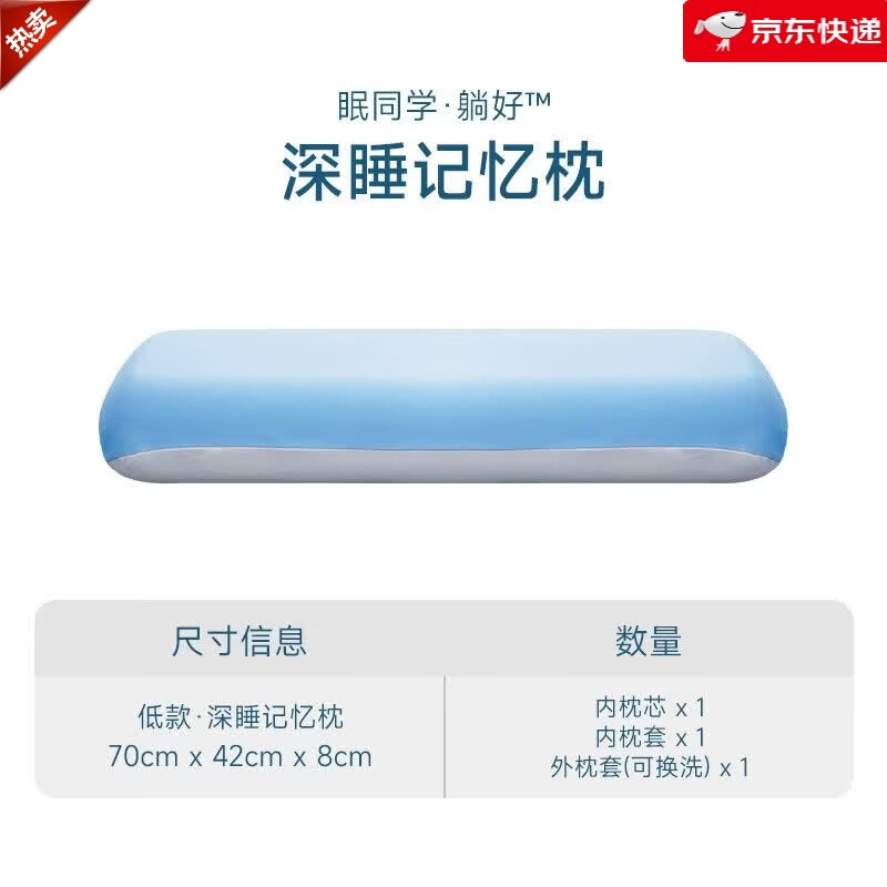 眠同学深睡枕 护颈椎助睡眠记忆棉枕头成人夏天男士专用枕芯一对 适合女生丨8cm低款(含1个枕套)