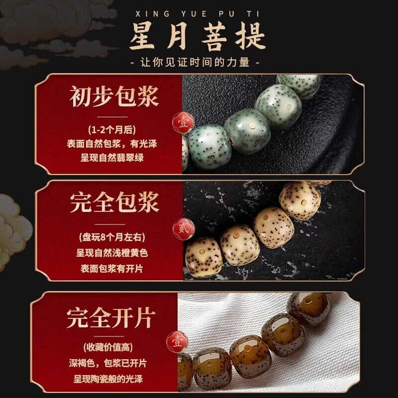 帝王绿星月菩提手串海南石玉料幽灵阴皮绿精挑级原生 5A级石玉料丨浅绿阴皮星月老型桶108颗7*6mm
