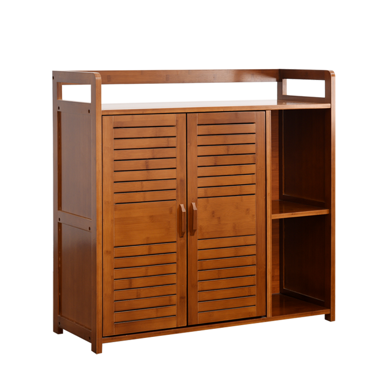 淘慕 餐边柜酒柜厨房储物茶水边柜置物碗柜非实木现代简约窄型  茶色双门60长储物柜