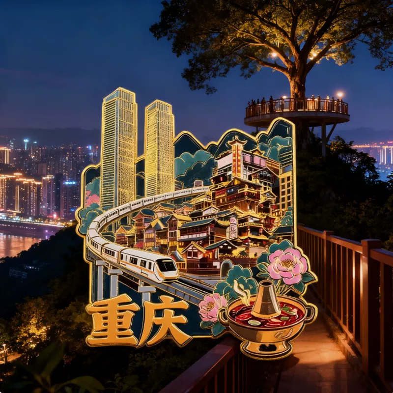 咏幻重庆金属浮雕磁吸冰箱贴中国城市文创景点旅游纪念品伴手礼装饰贴 魔幻重庆【金属】