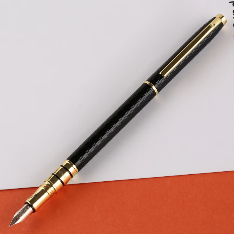 英雄(hero)钢笔女士10k金笔尖钢笔墨水笔细款明尖h703 亮黑色f尖