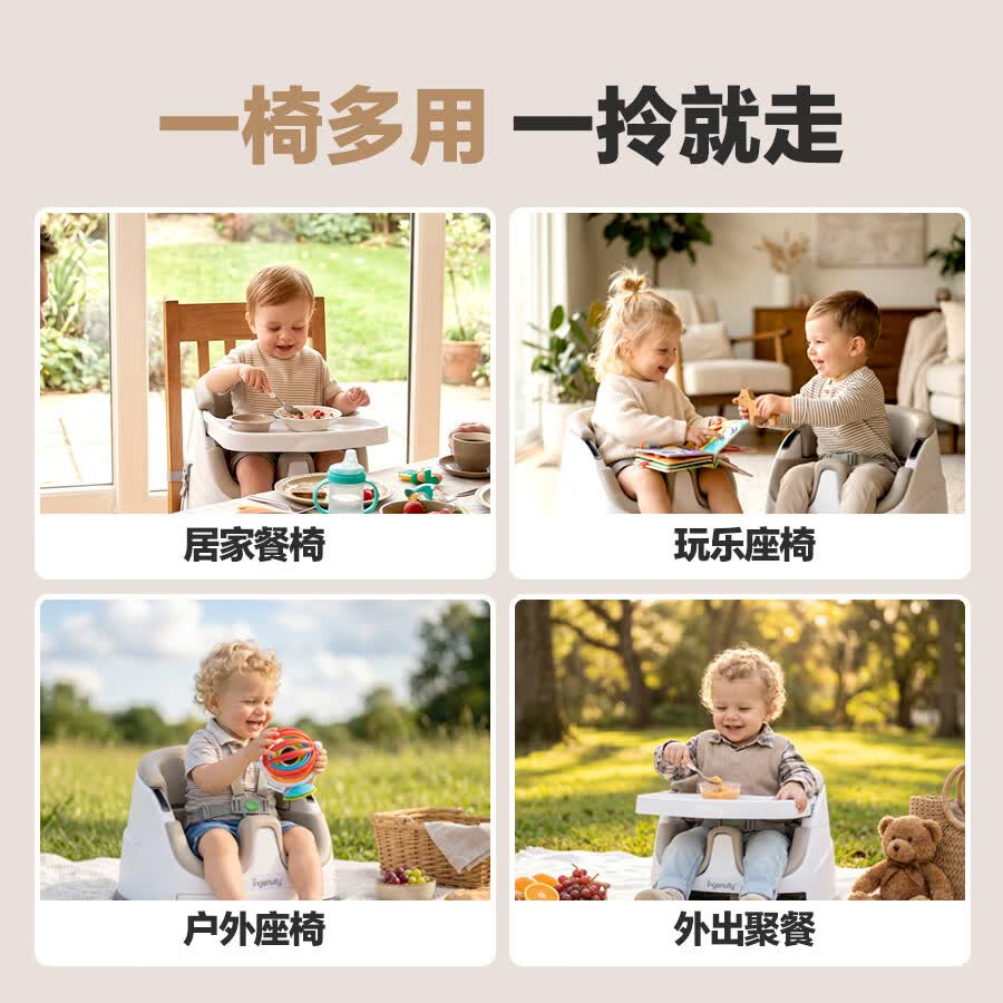 BABY EINSTEIN美国宝宝椅子带托盘儿童座椅学坐椅餐椅 小小爱因斯坦 0-3岁kids2 升级款（绿色）