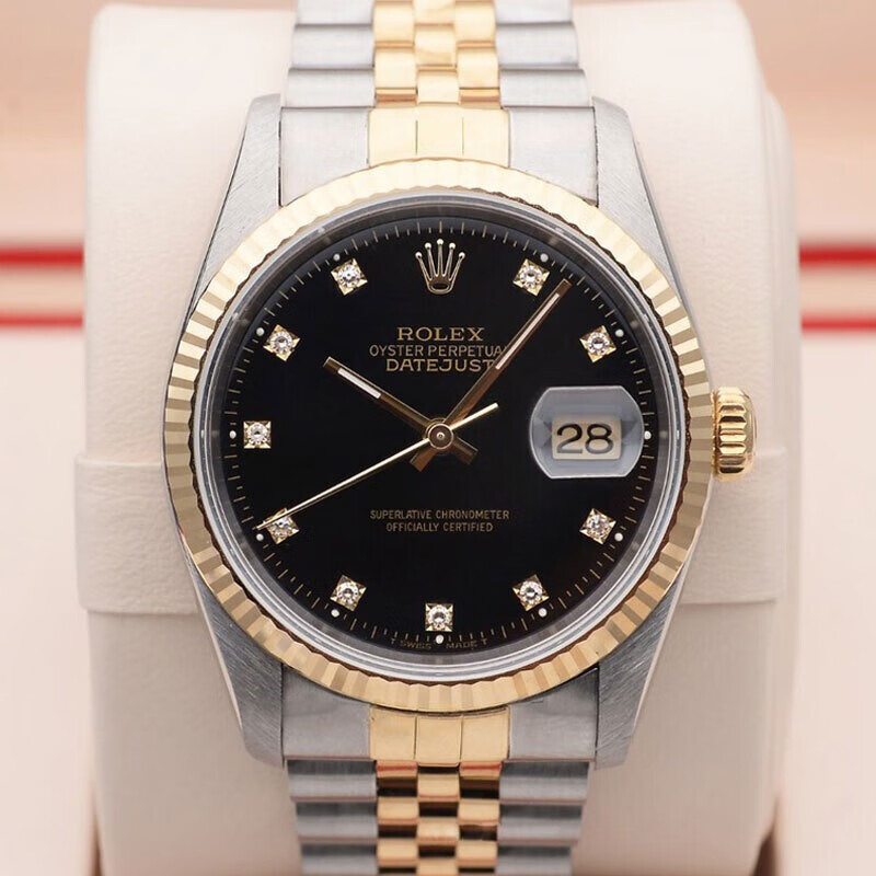 劳力士日志系列16233黑盘小钻36mm后定制钻盘