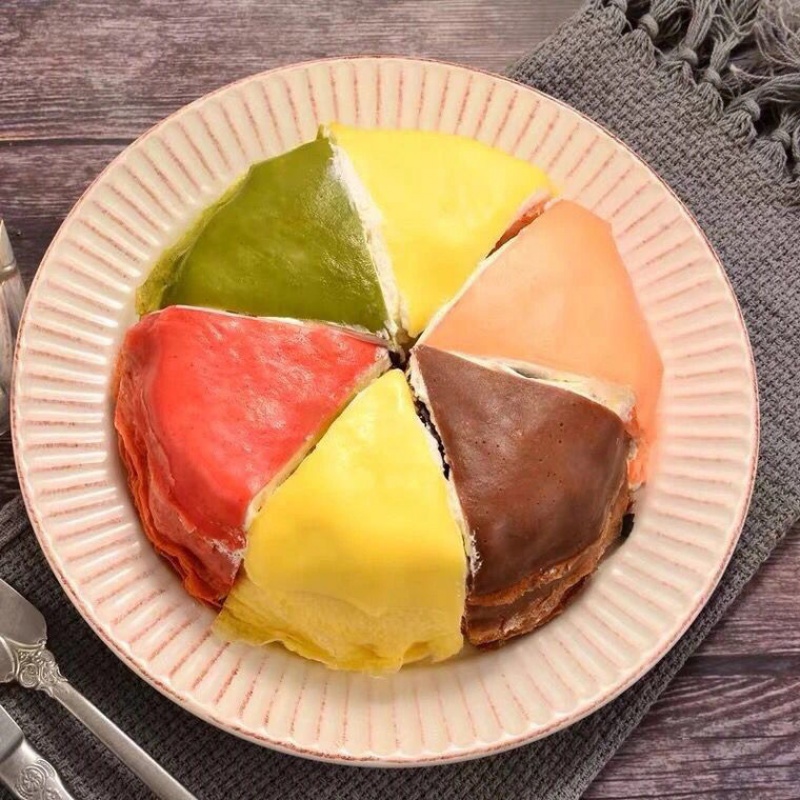 维霆千层蛋糕八拼六拼榴莲千层彩虹8六拼6英寸生日蛋糕 6拼彩虹千层