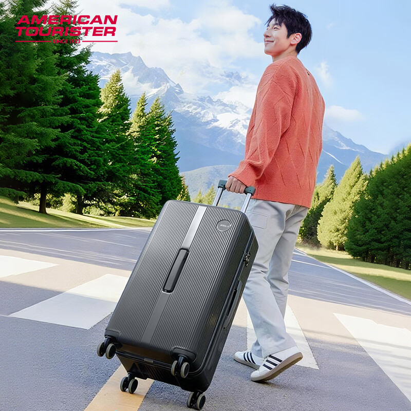 美旅(AMERICAN TOURISTER)新款上新时尚大容量拉杆箱登机箱密码锁密码箱NA9*001 炭灰色 26英寸
