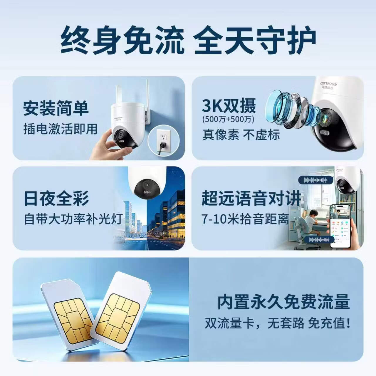 海康威视4G终身免流太阳能AOV摄像头长续航低温可用无电无网360度全景无死角防水防尘手机远程室外双向对讲 【400万单摄】0°以上使用丨AOV续航12天 热卖标配无卡【咨询有优惠】