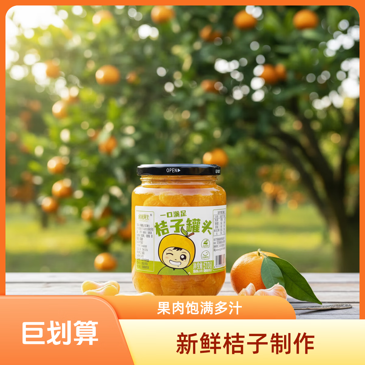 1.99元抢橘子罐头510g*1罐，甜蜜果肉超值到手
