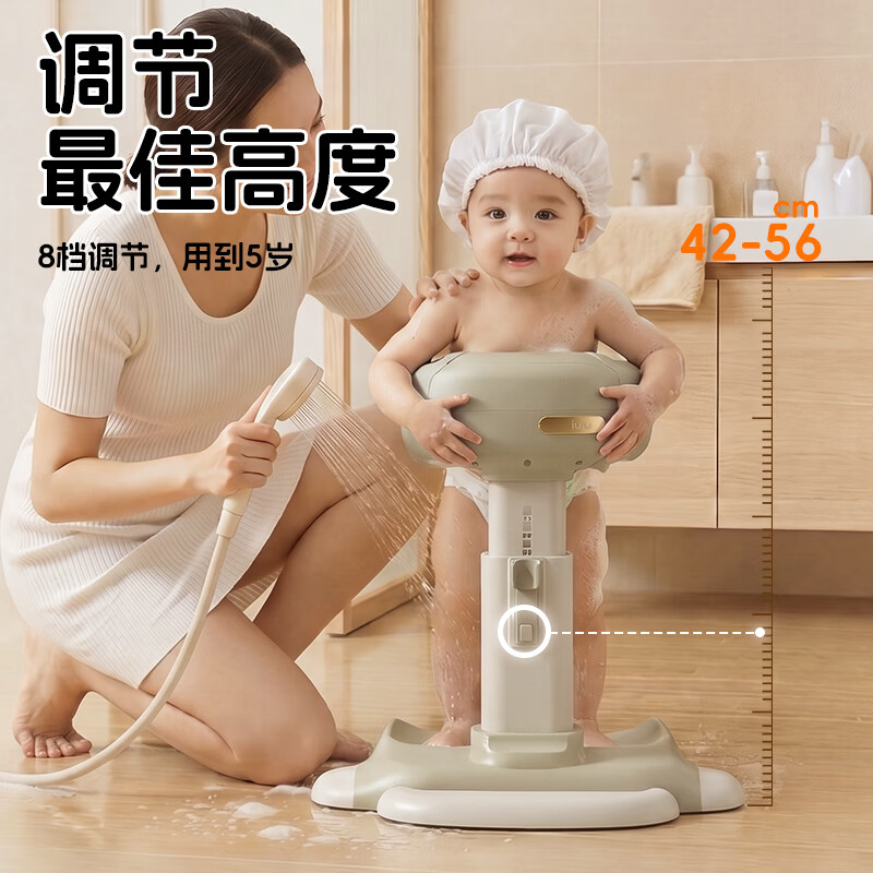 iuu宝宝站立洗澡神器婴儿小孩洗屁屁辅助儿童防滑洗澡架【社群粉丝】 【防夹肉/高宽度可调】升级加大防滑Pro款-奶油棕 材质：高端ABS原料，安全无异味