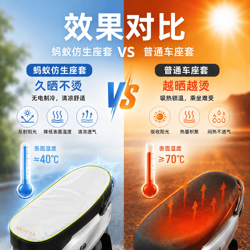 外卖员夏季防烫防水清凉舒适蚂蚁仿生坐垫隔热电动车坐垫 XS电动自行车三角圆角套(降温套)