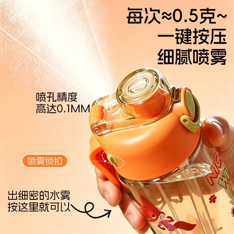 CEZE喷雾水杯6-12岁男女上学专用直饮杯夏季耐摔大容量高颜值吸管杯子 朱迪【喷雾+吸管】-750ml
