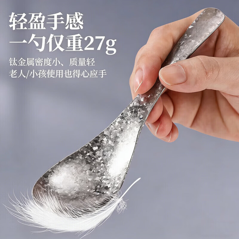 纳有风纯钛筷子礼盒家用高档结晶冰花筷抗菌防霉勺叉餐具套装防滑耐高温 银色-纯钛勺子 单只【盒装】