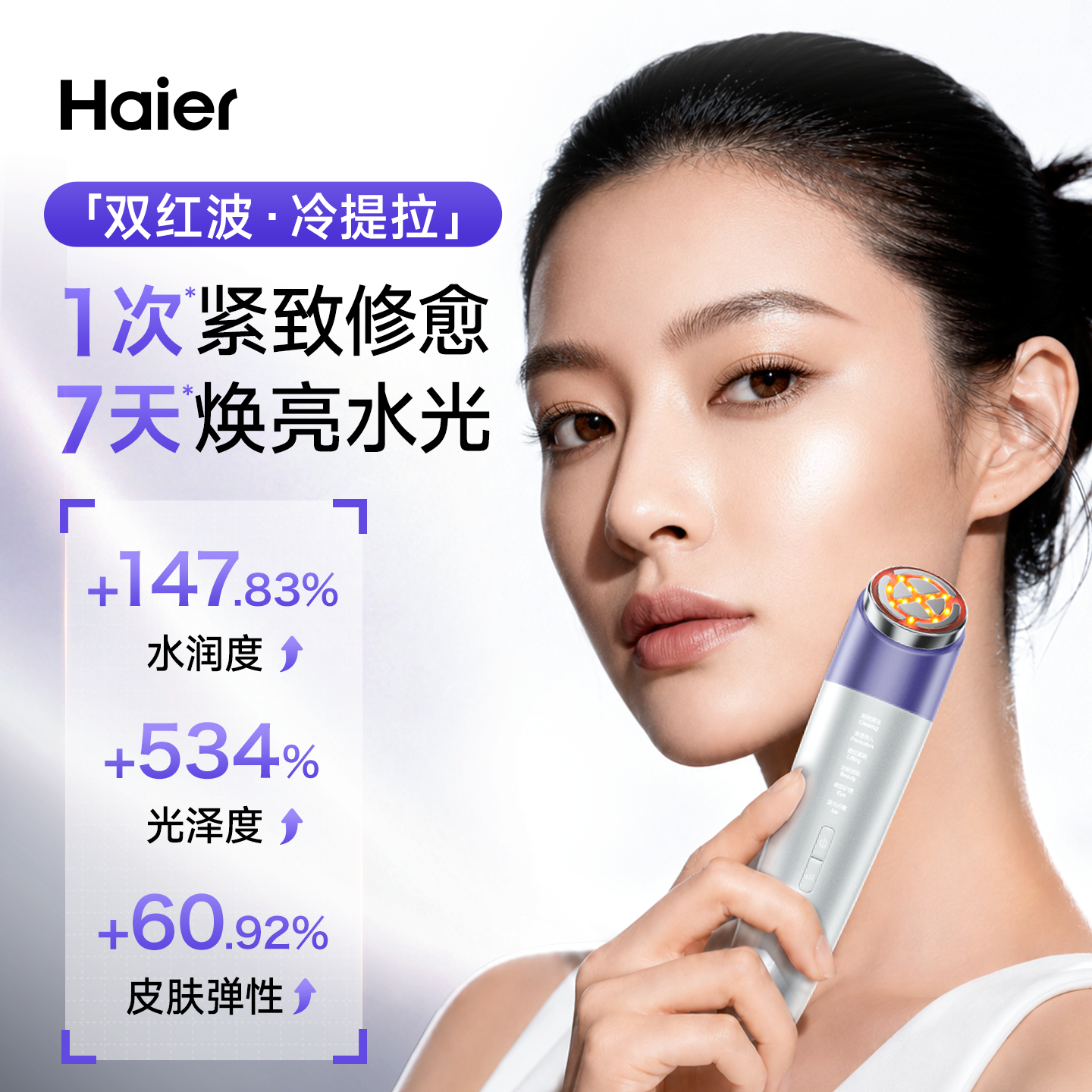 海尔（Haier）美容仪器提拉紧致面部按摩精华导入清洁毛孔家用抗衰淡纹节日礼物M1 AIR